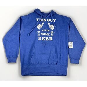Brew City This Guy Needs Some‎ Beer Koozie Pullover Hoodie Sweatshirt L NEW